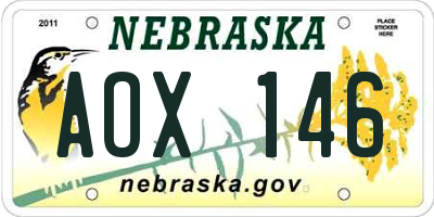 NE license plate AOX146