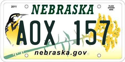 NE license plate AOX157