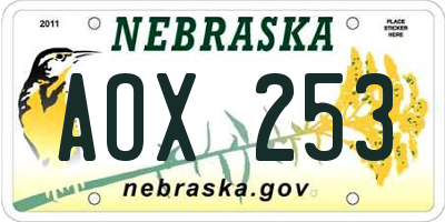 NE license plate AOX253