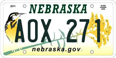 NE license plate AOX271