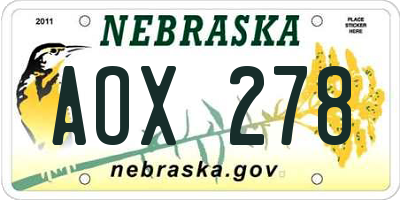 NE license plate AOX278