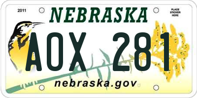 NE license plate AOX281