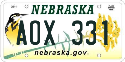 NE license plate AOX331
