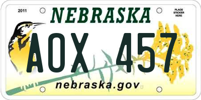 NE license plate AOX457