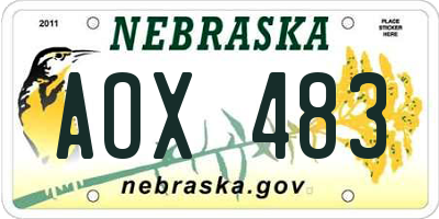 NE license plate AOX483