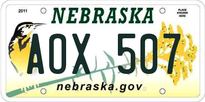 NE license plate AOX507