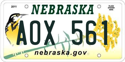 NE license plate AOX561