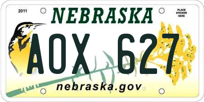 NE license plate AOX627