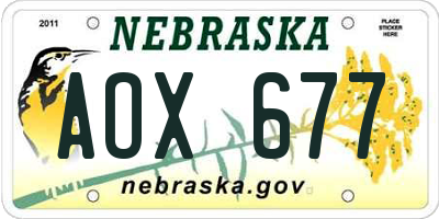 NE license plate AOX677
