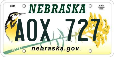 NE license plate AOX727