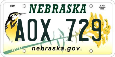NE license plate AOX729