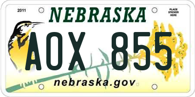 NE license plate AOX855