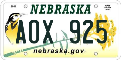 NE license plate AOX925
