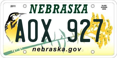 NE license plate AOX927