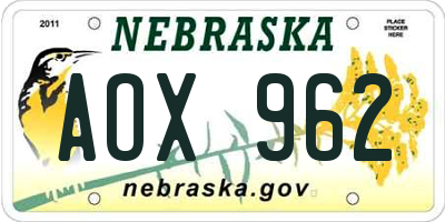 NE license plate AOX962