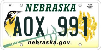 NE license plate AOX991