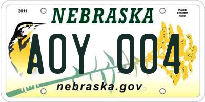 NE license plate AOY004