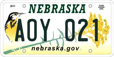 NE license plate AOY021