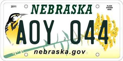 NE license plate AOY044