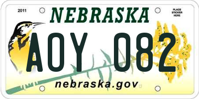 NE license plate AOY082