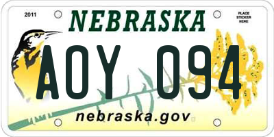 NE license plate AOY094