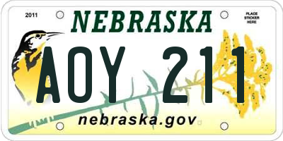 NE license plate AOY211