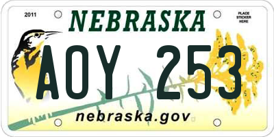 NE license plate AOY253