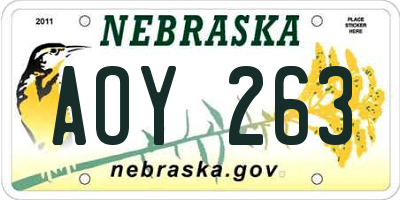 NE license plate AOY263