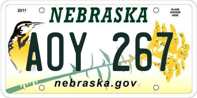 NE license plate AOY267