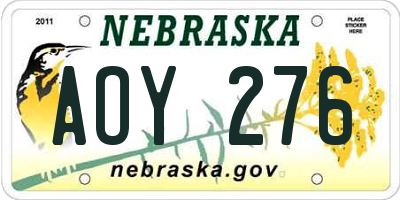 NE license plate AOY276