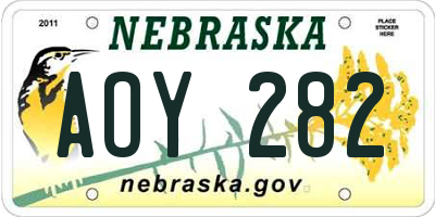 NE license plate AOY282