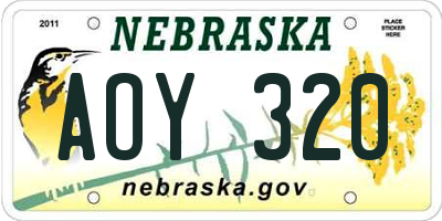 NE license plate AOY320