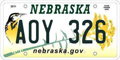 NE license plate AOY326