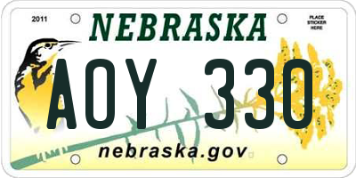 NE license plate AOY330