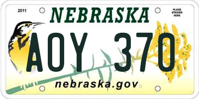 NE license plate AOY370