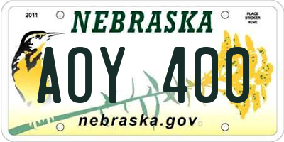 NE license plate AOY400