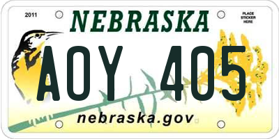 NE license plate AOY405
