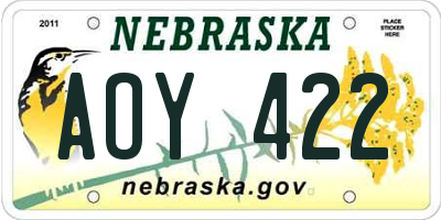 NE license plate AOY422