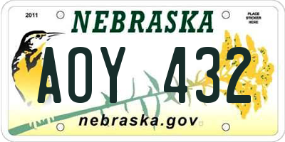 NE license plate AOY432