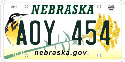 NE license plate AOY454
