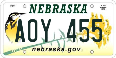 NE license plate AOY455