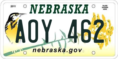 NE license plate AOY462