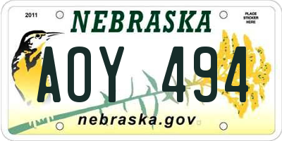 NE license plate AOY494
