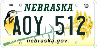 NE license plate AOY512
