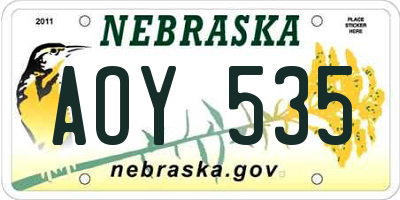 NE license plate AOY535