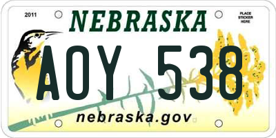 NE license plate AOY538