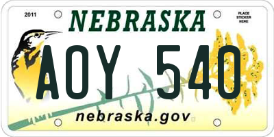 NE license plate AOY540