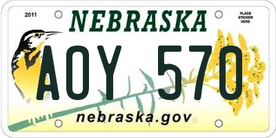 NE license plate AOY570