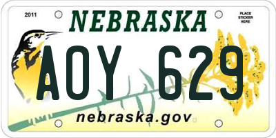 NE license plate AOY629