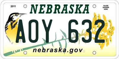 NE license plate AOY632